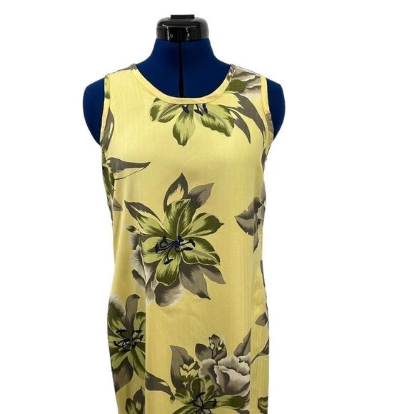 Vintage Tommy Bahama Silk Maxi Dress In Tropical Yellow Floral Women’s Size S - Picture 7 of 14